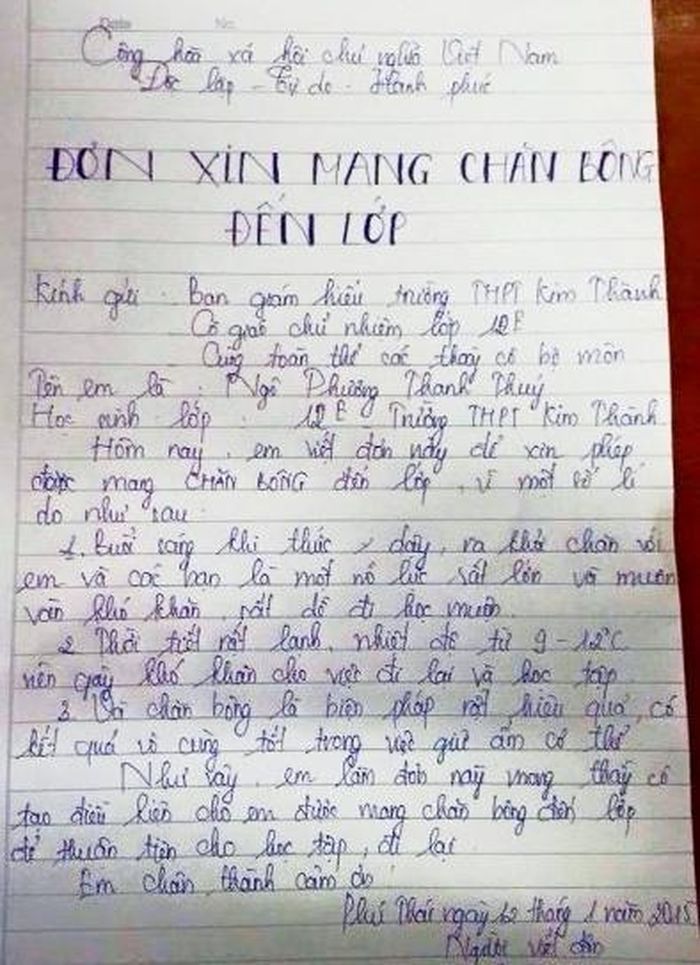 Nam sinh viết đơn với lý do bá đạo khiến dân mạng cười nghiêng ngả-2