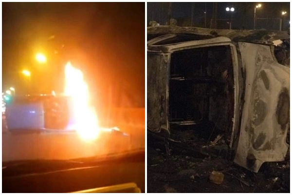 Lốp xe tải văng ra đường rồi bất ngờ phát nổ như bom-1