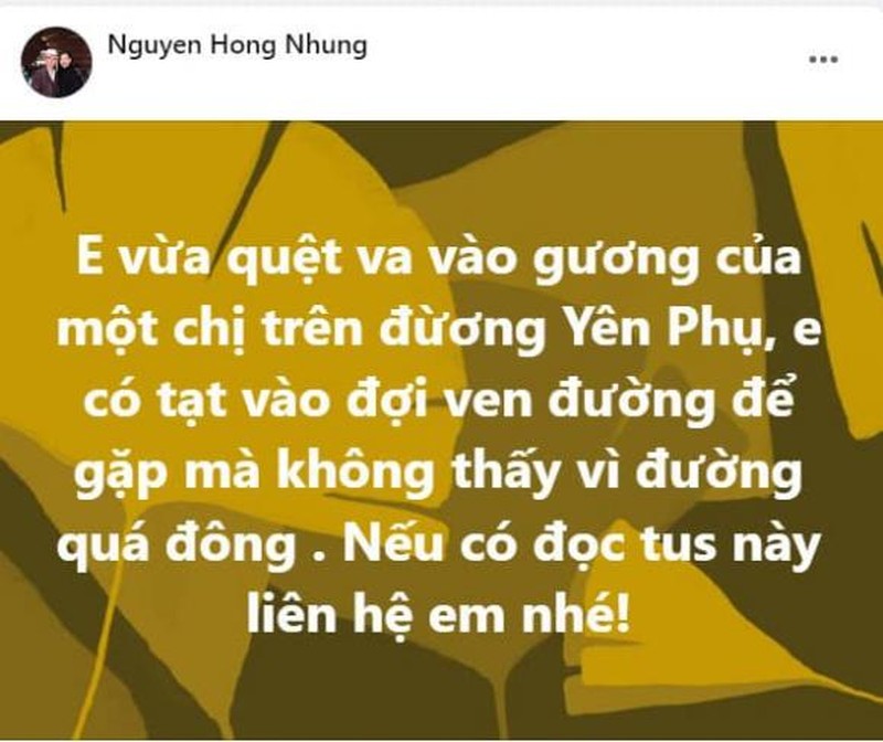 Lỡ va quệt gương xe người khác, vợ Xuân Bắc có hành động đáng khen-1