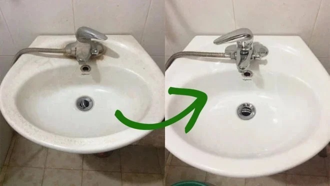 Bồn rửa mặt ố vàng sạch bong chỉ nhờ thứ bột nhà nào cũng có, vừa rẻ vừa an toàn-3