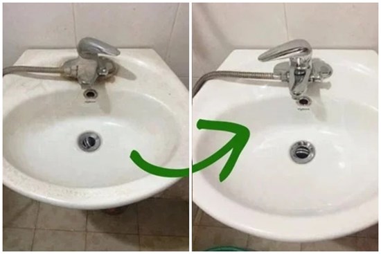 Bồn rửa mặt ố vàng sạch bong chỉ nhờ thứ bột nhà nào cũng có, vừa rẻ vừa an toàn