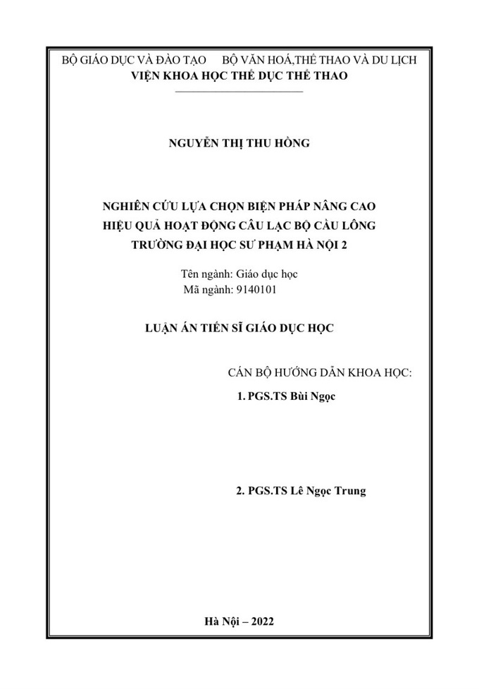 Vì sao lại có thêm luận án tiến sĩ cầu lông?-1