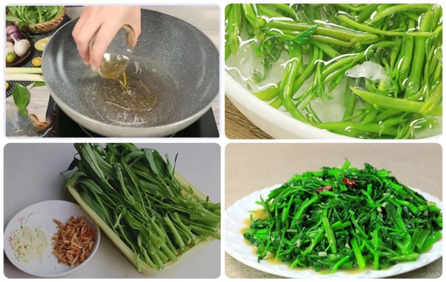 Rau muống xào tỏi dễ bị thâm đen: Cho thêm 1 thìa này vào, rau xanh mướt, giòn ngon hơn hẳn-2