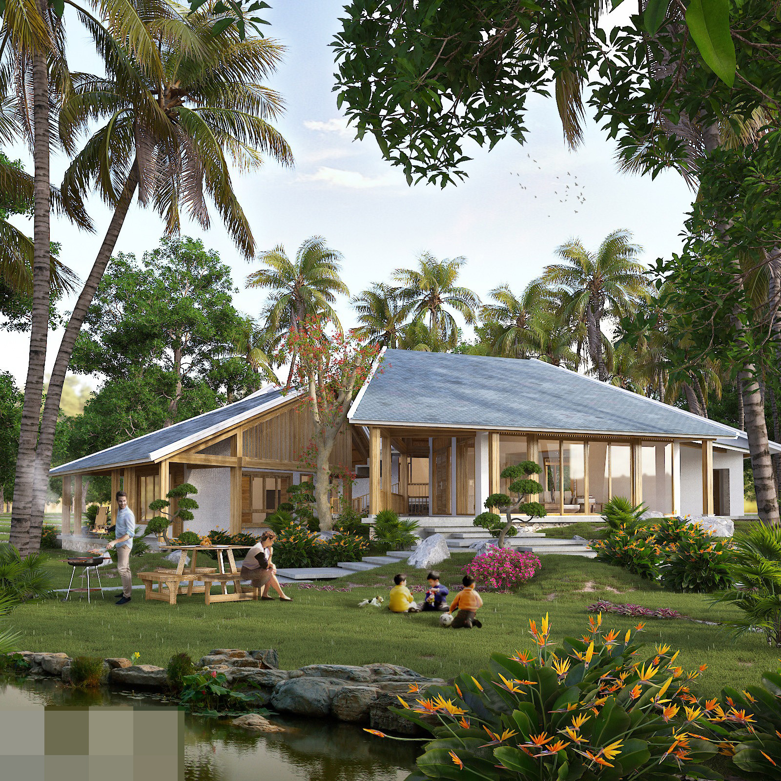 Nhà vườn mô phỏng bông hoa sen, nhường mảng xanh cho đất, nắng và gió-3