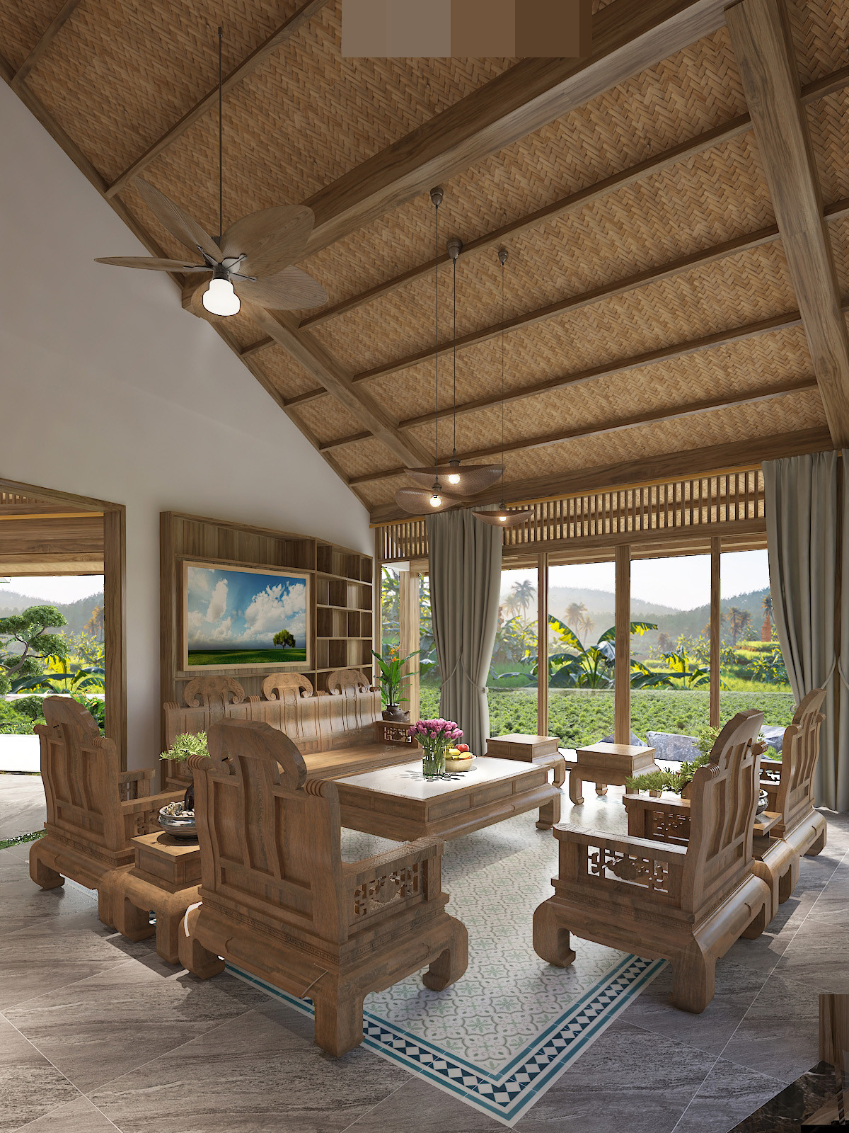 Nhà vườn mô phỏng bông hoa sen, nhường mảng xanh cho đất, nắng và gió-30