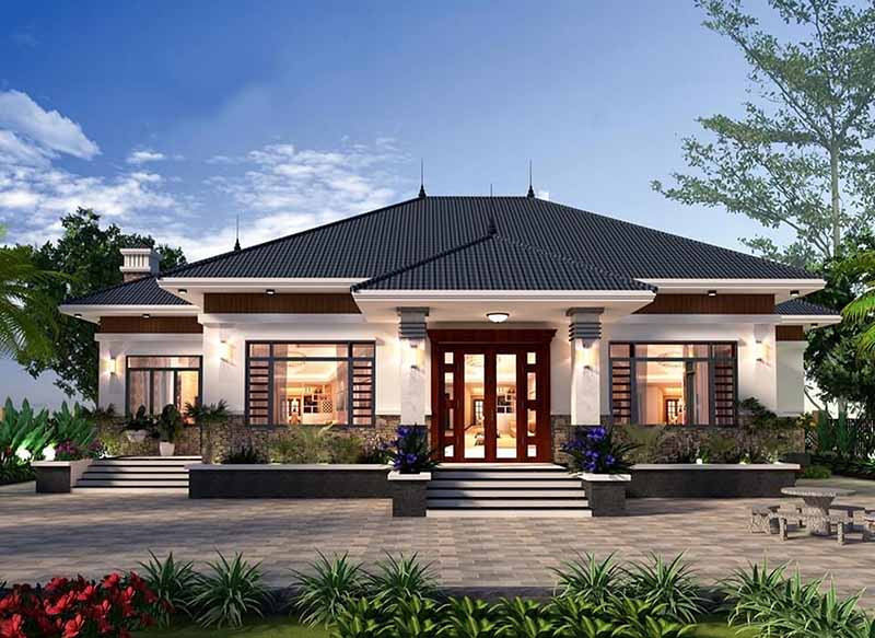 Nhà mái Nhật 3 phòng ngủ có không gian sống sang như biệt thự-1