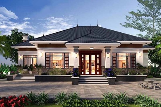 Nhà mái Nhật 3 phòng ngủ có không gian sống sang như biệt thự