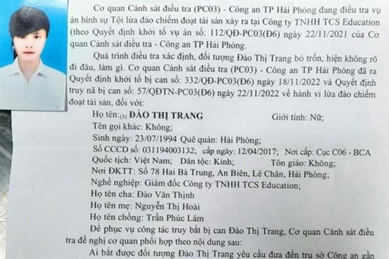 Truy nã nữ Giám đốc Công ty du học lừa đảo, chiếm đoạt 2,5 tỷ đồng