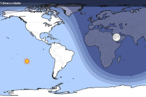 86% dân số thế giới sẽ trải qua thời khắc trời tối đen vào ngày 7/12-1