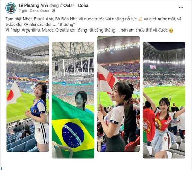 Hot girl Việt Nam sang Qatar xem World Cup 2022, cứ mặc áo đội nào là đội đó về nước-1