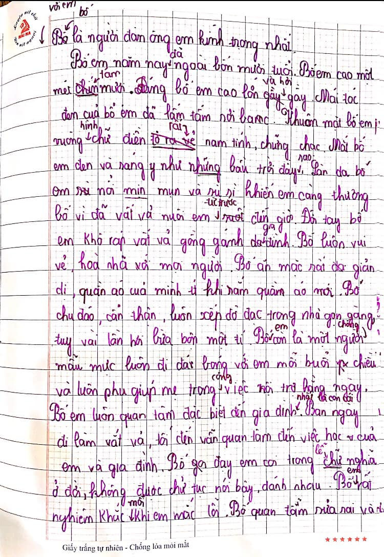 Bài văn tả bố của cậu bé lớp 5 khiến dân mạng bỏ qua lỗi chính tả để chấm 10 điểm-1