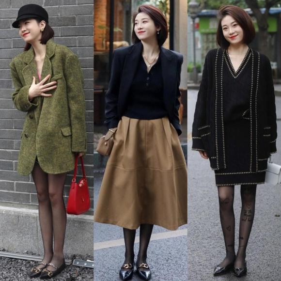 Giày cao gót + quần tất thịnh hành năm nay, có thể mặn mà hoặc sexy, đẹp thấu xương-1