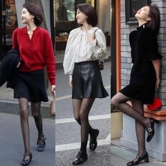 Giày cao gót + quần tất thịnh hành năm nay, có thể mặn mà hoặc sexy, đẹp thấu xương-3