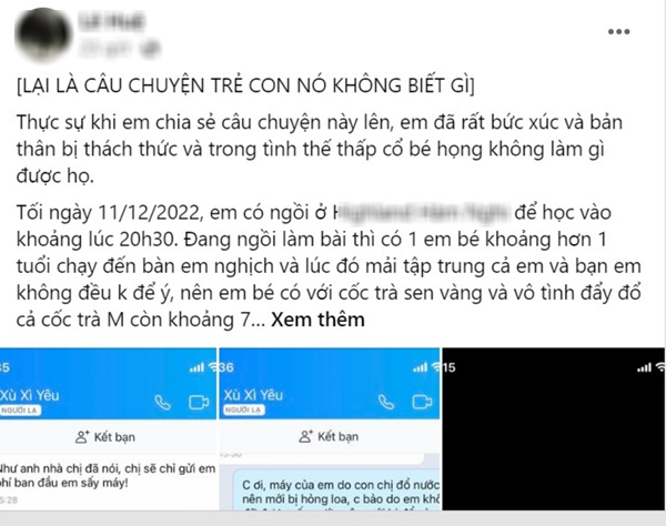Cô gái bức xúc vì bị trẻ làm đổ nước vào MacBook ở quán cà phê-1