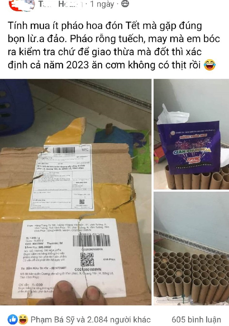 Chi tiền triệu mua pháo hoa chơi Tết, tá hỏa phát hiện chỉ là ống giấy và chai nước-1