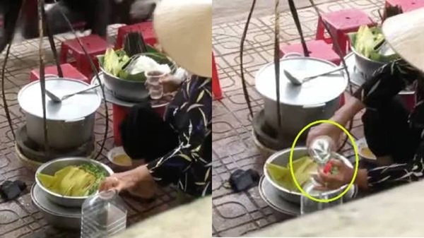 Hoang mang với Clip Đổ thức ăn thừa của khách vào nồi bún rồi bán lại-1