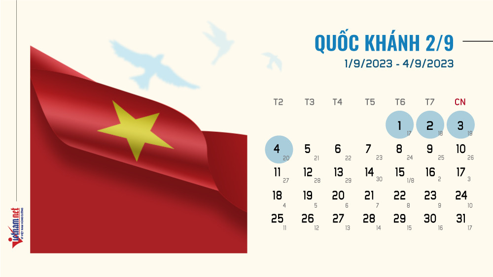 19 ngày nghỉ lễ, Tết trong năm 2023-4
