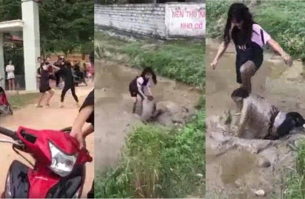 Nữ sinh bị đánh liên tiếp dưới ruộng bùn vì không chào các chị khoá trên-1