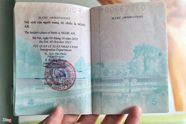 Bổ sung thông tin nơi sinh trên hộ chiếu từ ngày 1/1-1