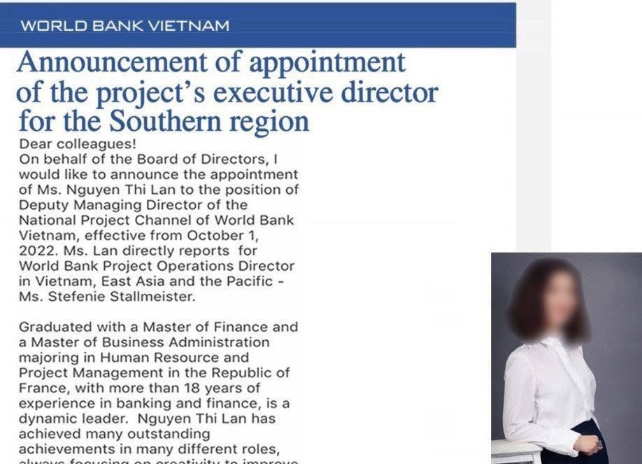 Xuất hiện kẻ mạo danh Ngân hàng Thế giới để lừa đảo ở Việt Nam-1