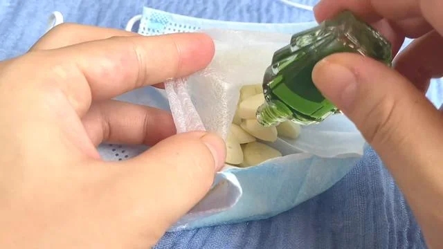 Bọc tỏi vào khẩu trang rồi nhỏ vài giọt dầu gió vào, muỗi nhiều đến mấy cũng phải tránh xa-2