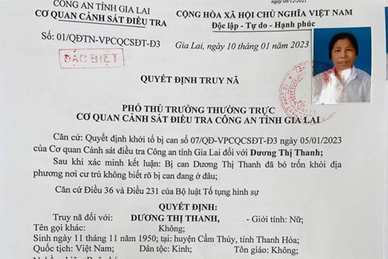 Truy nã đặc biệt cụ bà 73 tuổi vay 19 tỉ đồng rồi bỏ trốn