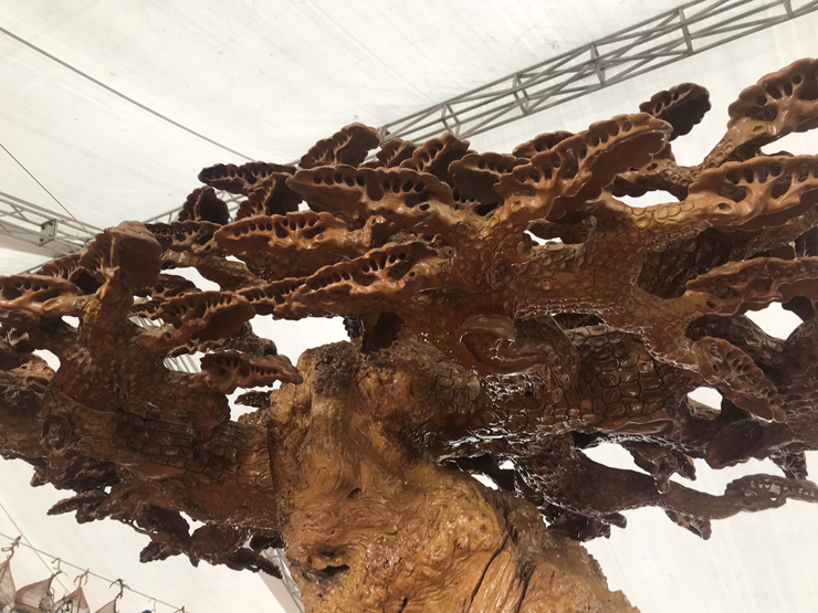 Chiêm ngưỡng bộ bàn ghế làm từ gỗ nu trai nặng 6 tấn, giá bán 4 tỷ đồng-4