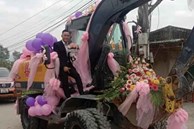 Chú rể ở Nghệ An dùng máy xúc đi rước dâu 'gây bão'