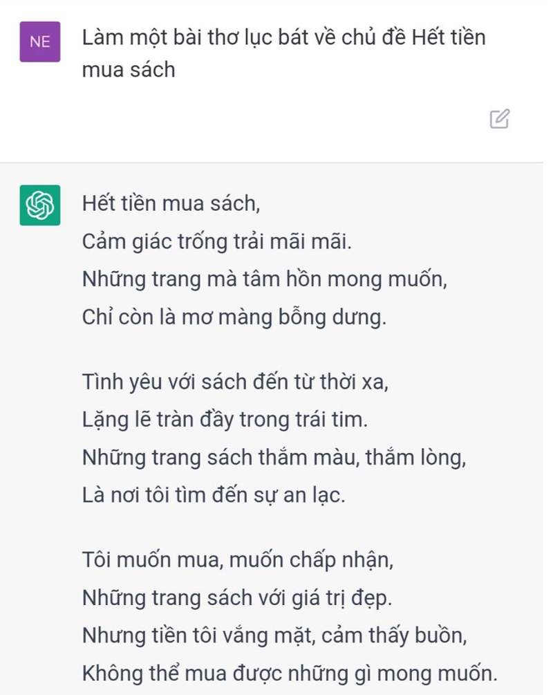 Dân mạng cười ngất với cách nịnh vợ và làm thơ cực độc của ChatGPT-2