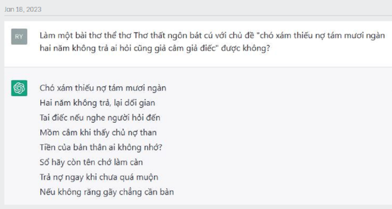 Dân mạng cười ngất với cách nịnh vợ và làm thơ cực độc của ChatGPT-4