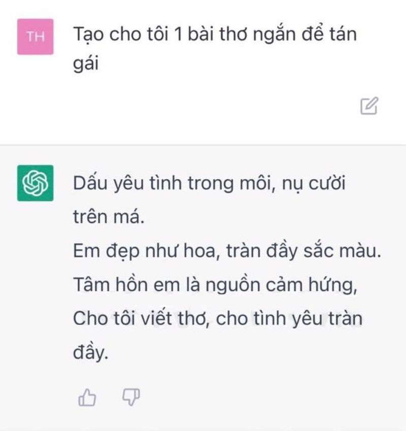 Dân mạng cười ngất với cách nịnh vợ và làm thơ cực độc của ChatGPT-7