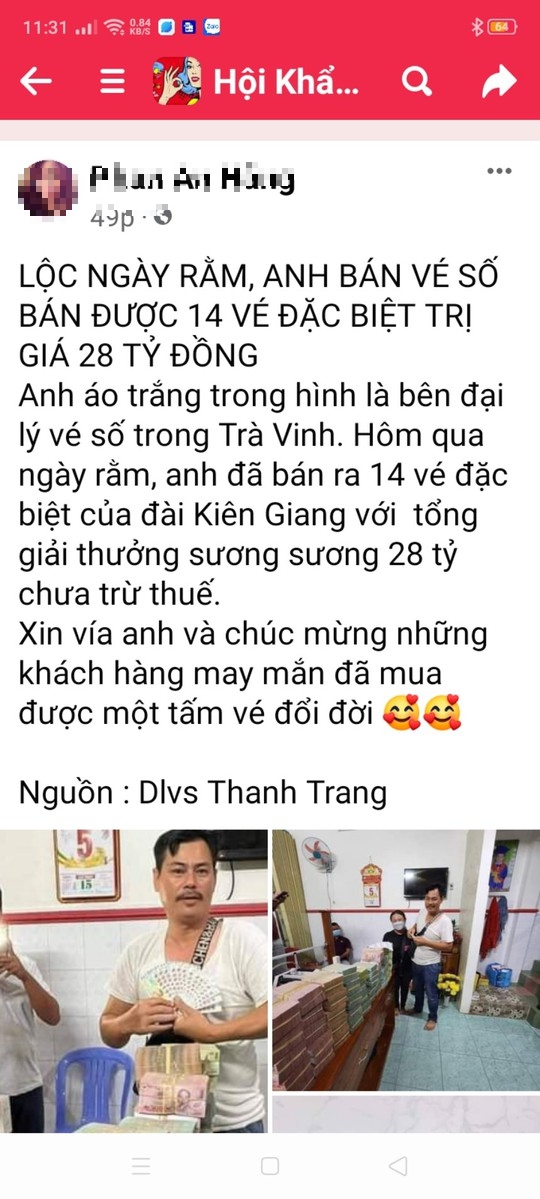 NÓNG: Xôn xao đại lý bán 14 tờ vé số trúng giải đặc biệt, trị giá 28 tỉ đồng-1