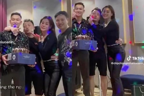 Phương Oanh ôm chặt shark Bình khi gặp gỡ bạn bè, ảnh cũ lộ nhan sắc ngày xưa bị khui lại