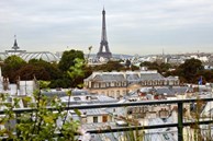 Khu vườn trên mái xanh mướt với tầm nhìn thẳng ra tháp Eiffel