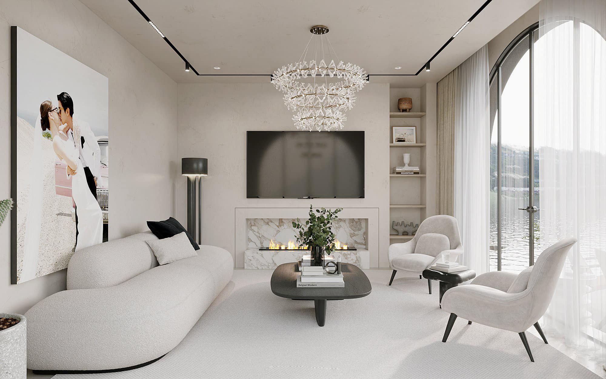 Biệt thự trắng view hồ cực sang chảnh của Bình An - Phương Nga-7