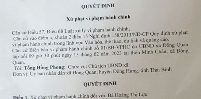 Gọi hồn áp vong để trục lợi, cô đồng ở Thái Bình bị phạt 3 triệu đồng-2