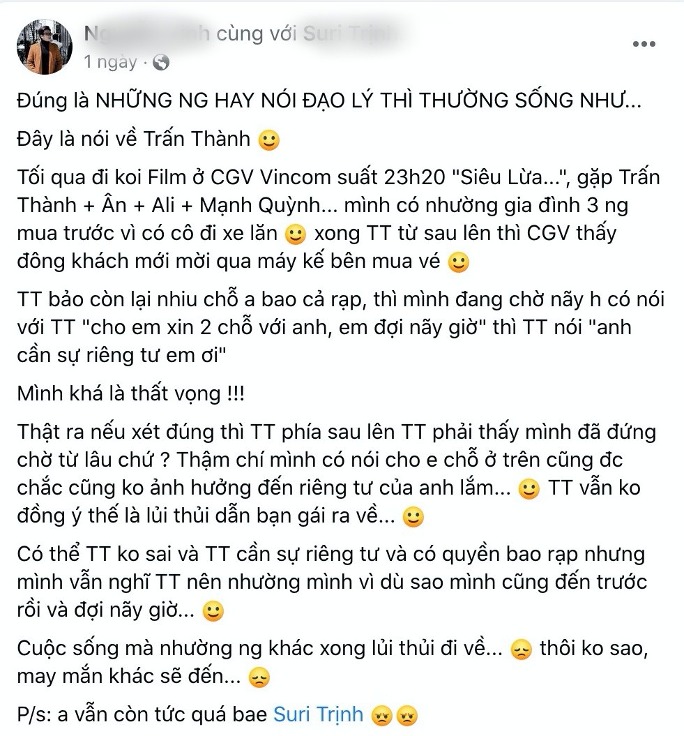 Quản lí Trấn Thành giải thích về vụ bị tố hành xử không đẹp tại rạp phim, dân mạng: Bằng chứng đâu?-4