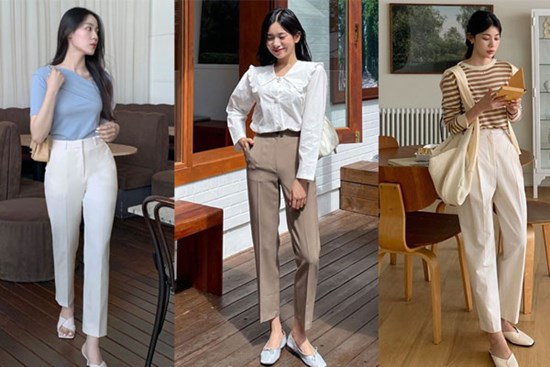 Kết hợp quần âu ống đứng với 5 kiểu áo để