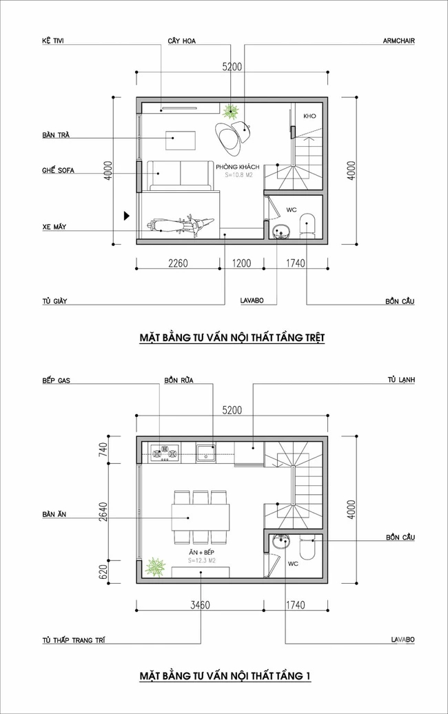 Thiết kế nội thất nhà ống diện tích 21m² với 3 phòng ngủ thoáng mát-1