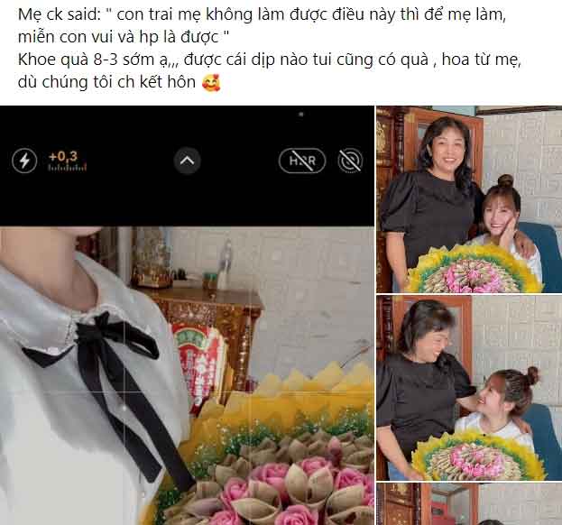 Bó hoa 8/3 đặc biệt từ mẹ chồng tương lai, những lời đính kèm càng khiến cô gái trẻ rưng rưng xúc động-1