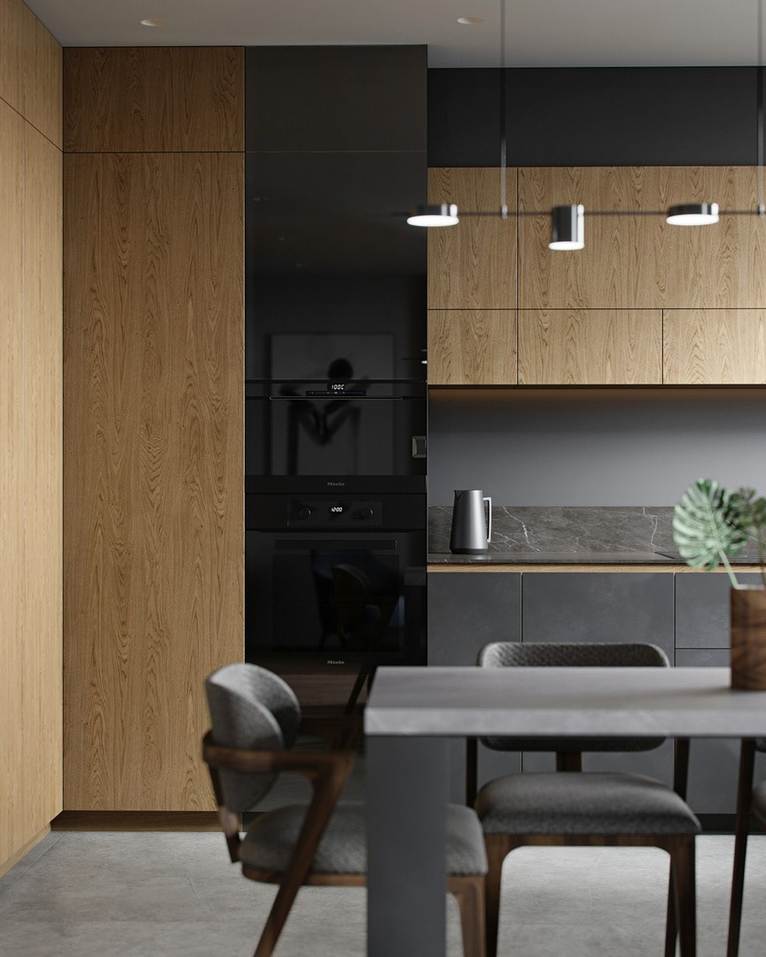 Thiết kế nhà tập thể 50m² ấn tượng với gam màu đen và gỗ-6