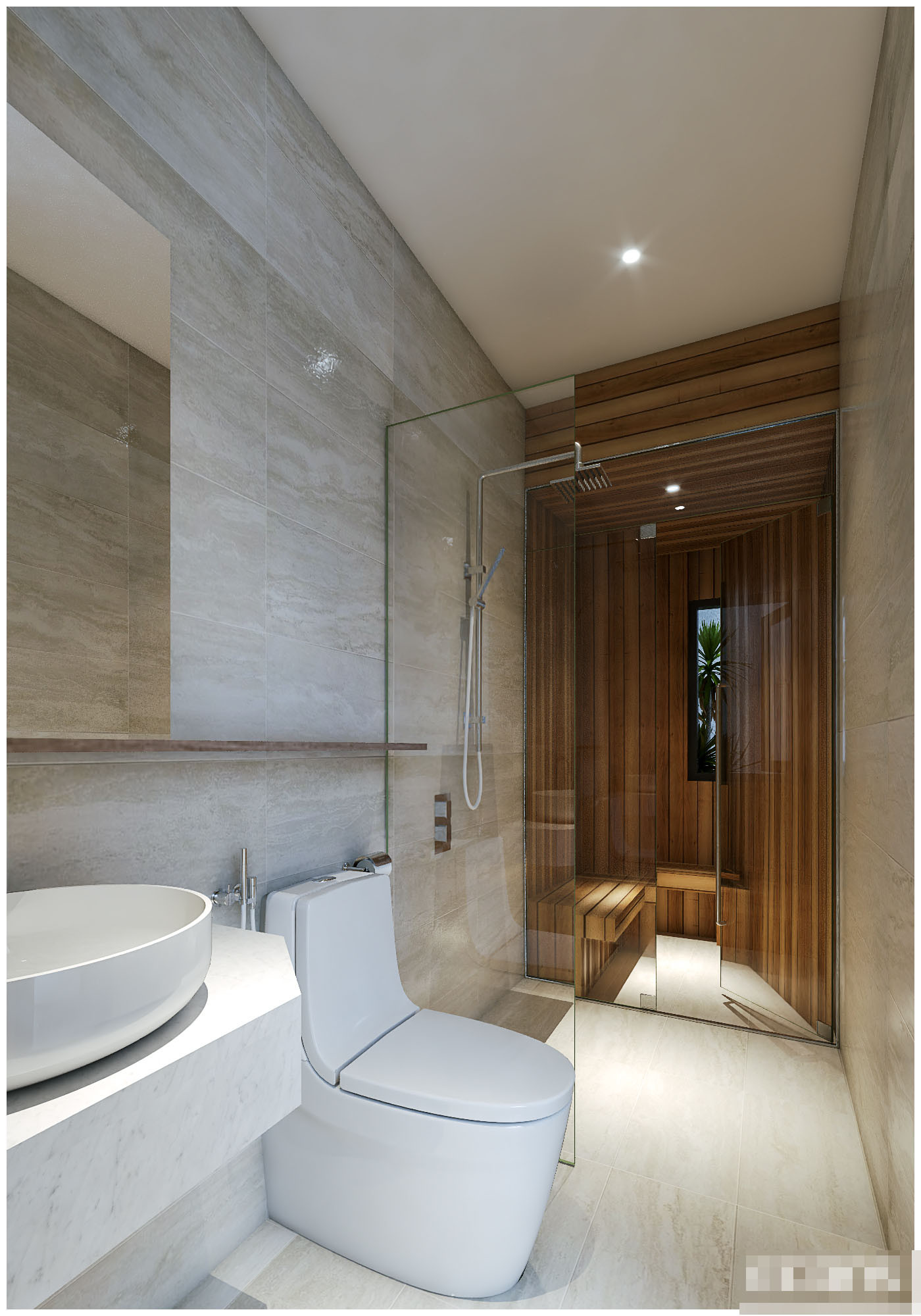 Nhà ống hiện đại sử dụng giải pháp điều hòa mát lạnh với phòng xông hơi nghỉ dưỡng-15