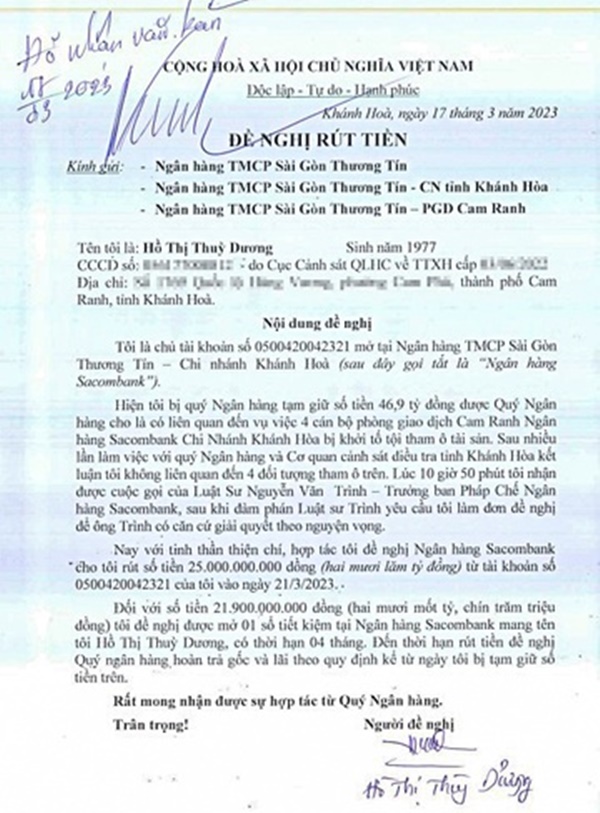 Vụ mất gần 47 tỷ gửi ở Sacombank: Khách hàng đề nghị được rút 25 tỷ-2