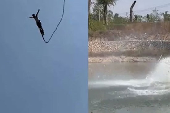 Rợn người khoảnh khắc chàng trai bị đứt dây khi nhảy bungee mạo hiểm