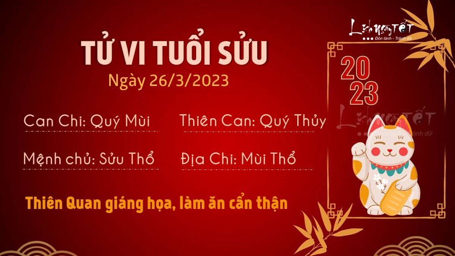 Tử vi ngày 26/03/2023 của 12 con giáp: Sửu đề phòng bị lừa , Tị đón tài lộc-2