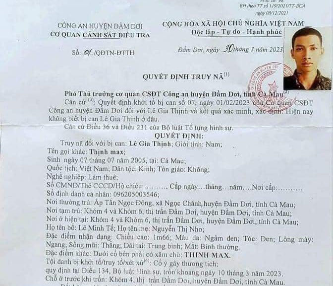 Truy nã đối tượng có xăm chữ Thịnh Max dưới cổ-1