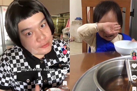 Trẻ gào khóc vì clip 'cô Trinh dọa ăn' của TikToker Long Chun