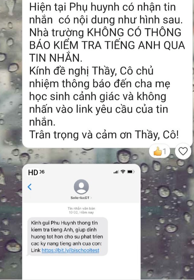 Phụ huynh cảnh giác với tin nhắn gửi đường link kiểm tra tiếng Anh-1