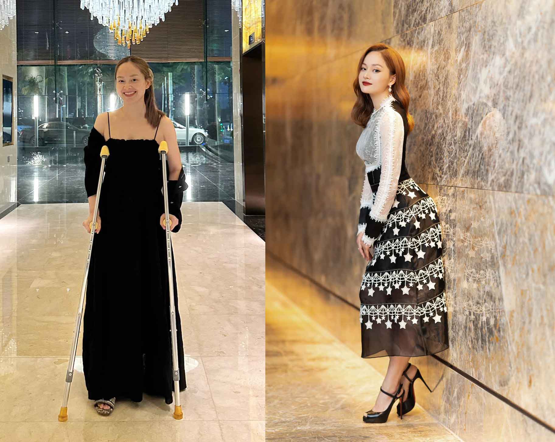 Diễn viên Lan Phương bất ngờ phải chống nạng trở lại-1