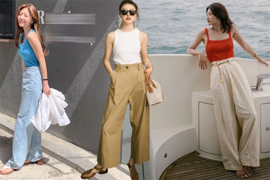 Đừng chỉ diện váy khi đi du lịch, bạn hãy tham khảo 10 cách mặc quần ống rộng sành điệu